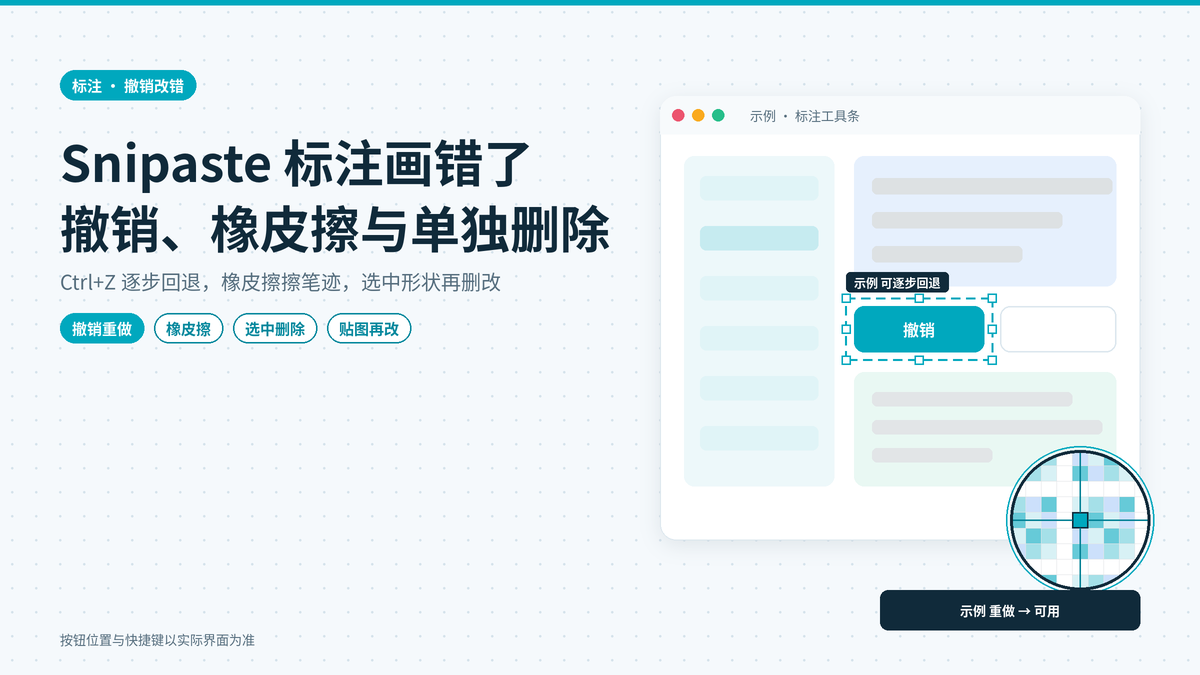 Snipaste标注画错了怎么撤销：撤销重做快捷键、橡皮擦和单独删掉某一个标注