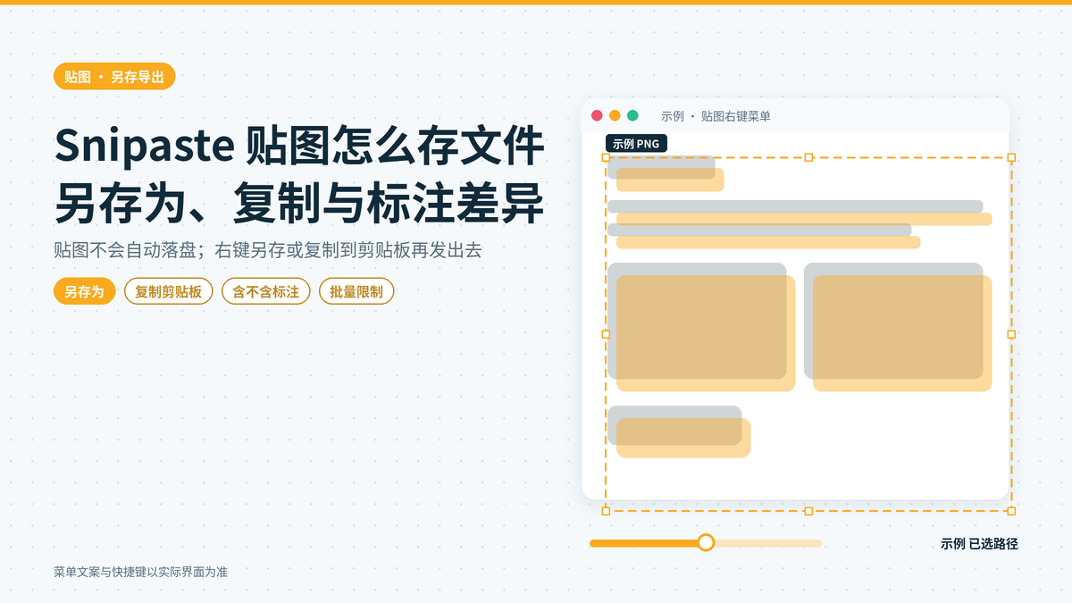 Snipaste贴在桌面上的图怎么单独存成文件：另存为、复制回剪贴板和带不带标注的区别