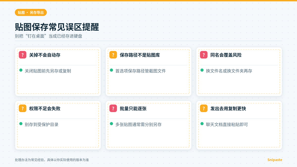 Snipaste贴图保存失败排查与常见误区提醒示意