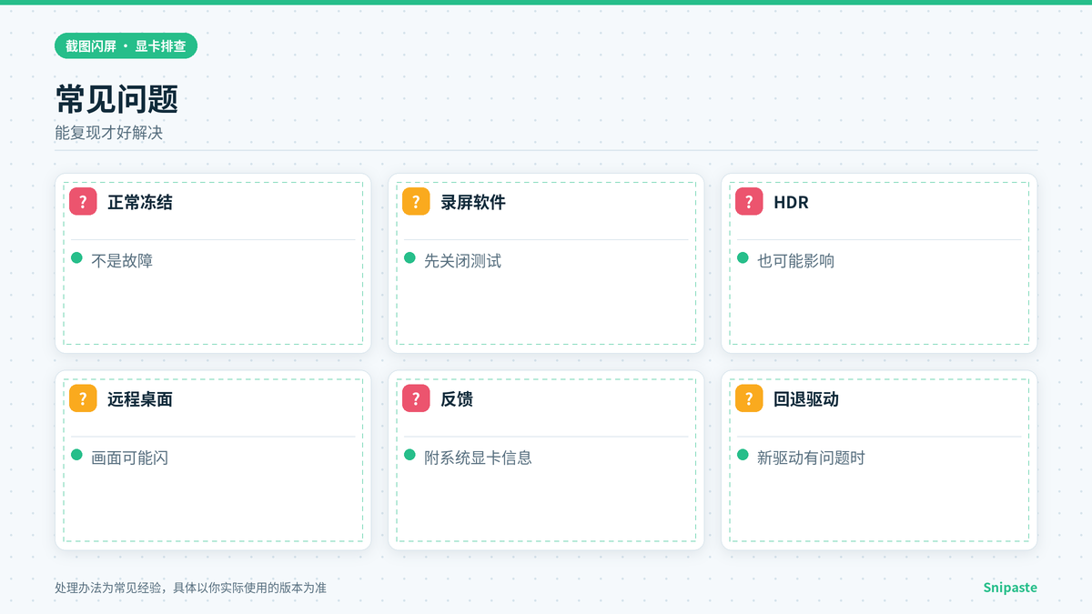 Snipaste截图闪屏与双显卡相关常见问题
