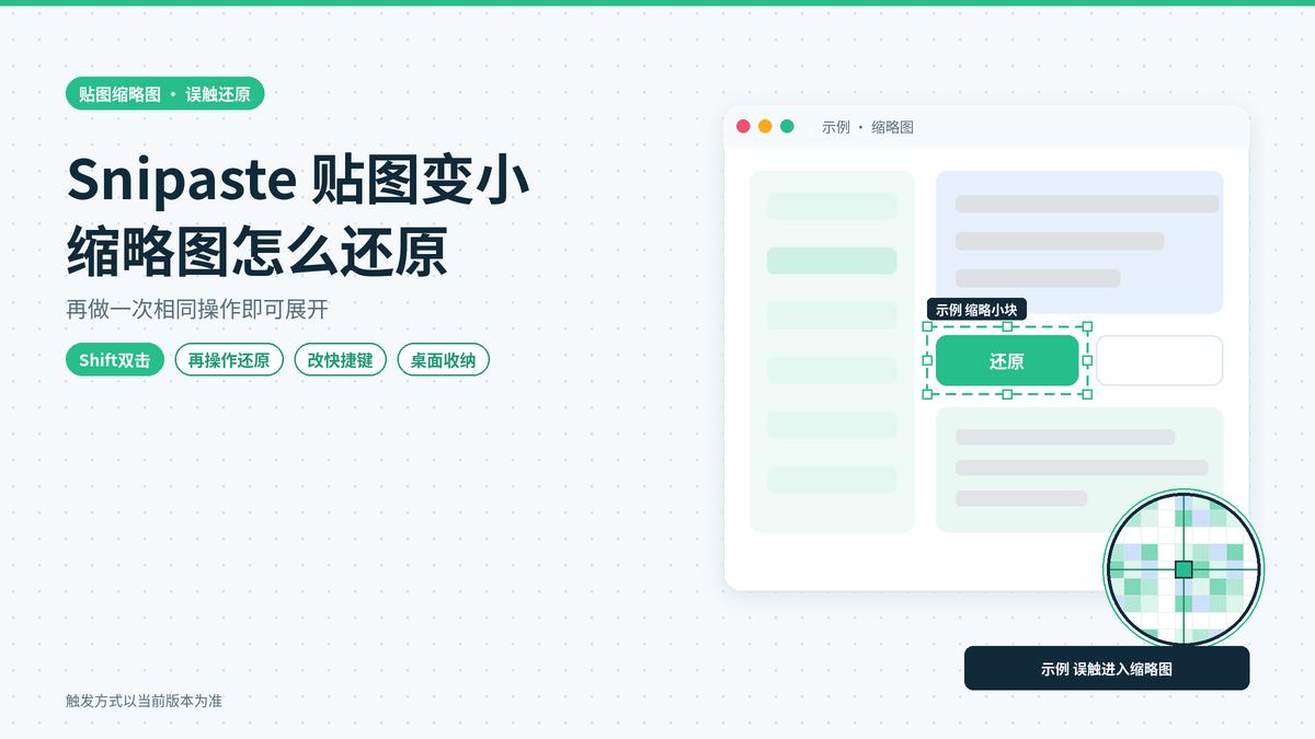 Snipaste贴图突然缩成一小块：缩略图模式是怎么触发的、怎样还原成原图