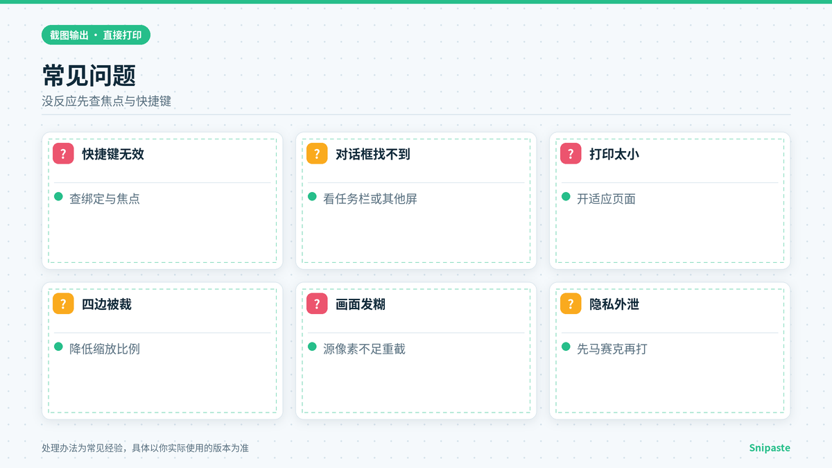 Snipaste打印截图常见问题与PDF输出要点